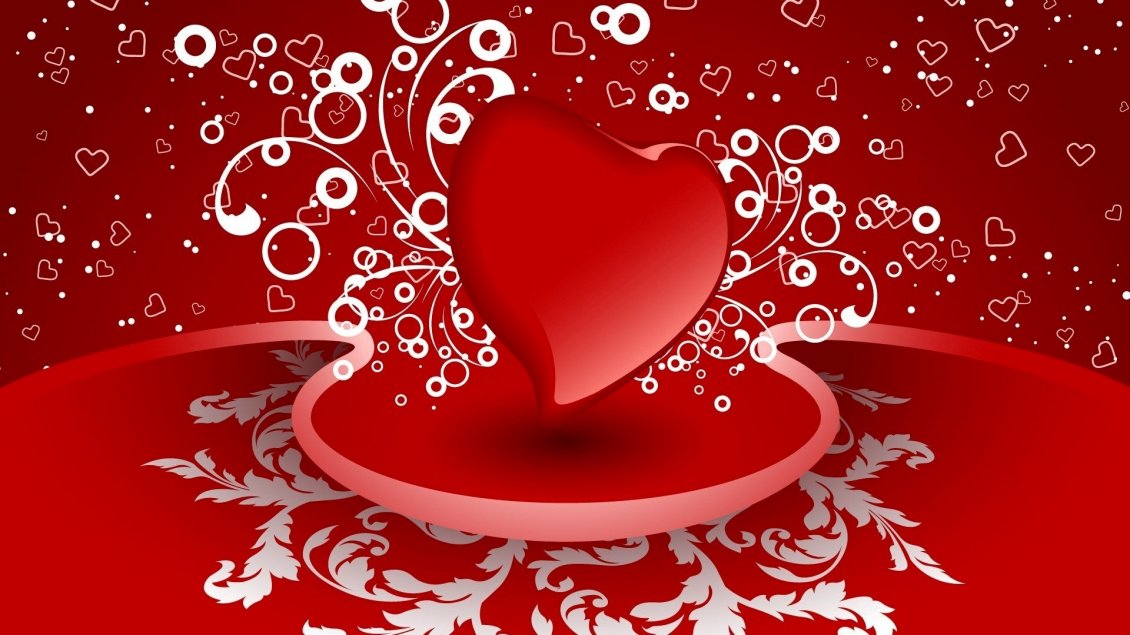 Download Wallpaper A big red heart and many small hearts