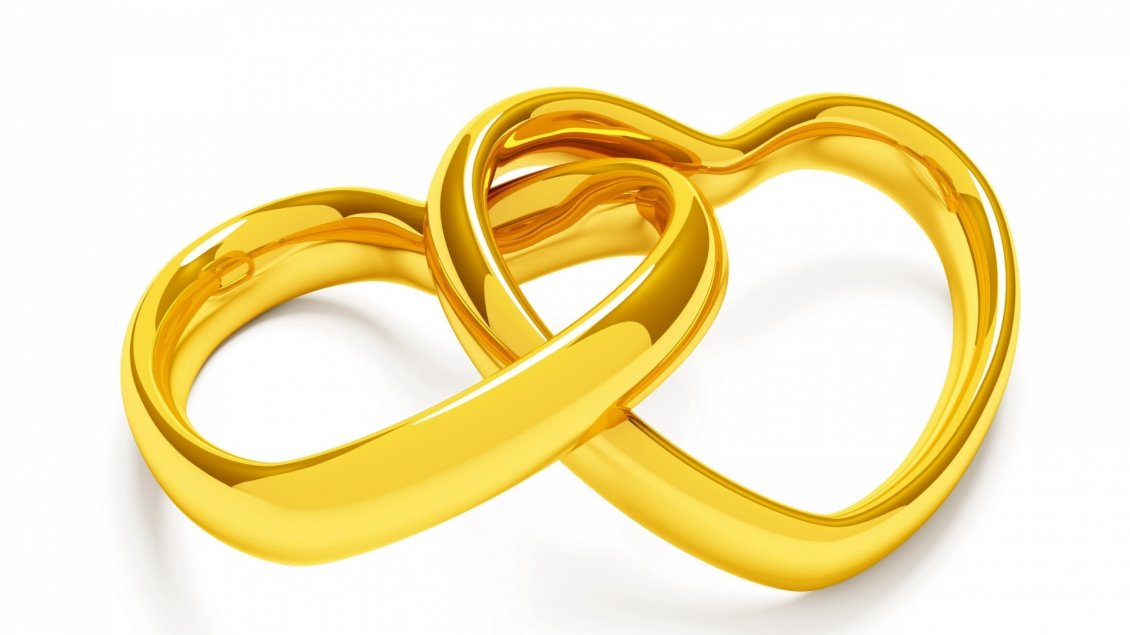 Download Wallpaper Two gold hearts united - 3D wallpaper