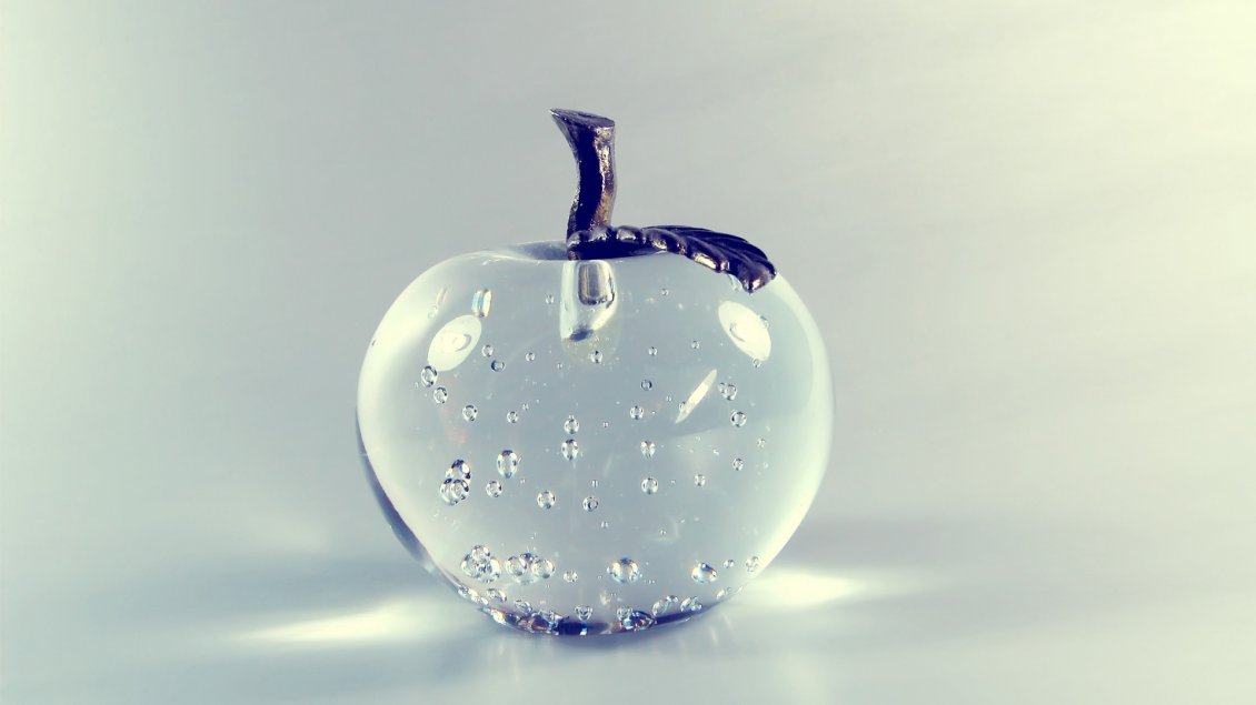 Download Wallpaper Transparent apple made of glass and metal