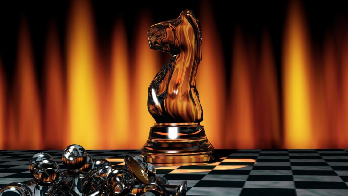 Download Wallpaper Brown chess piece on the chessboard