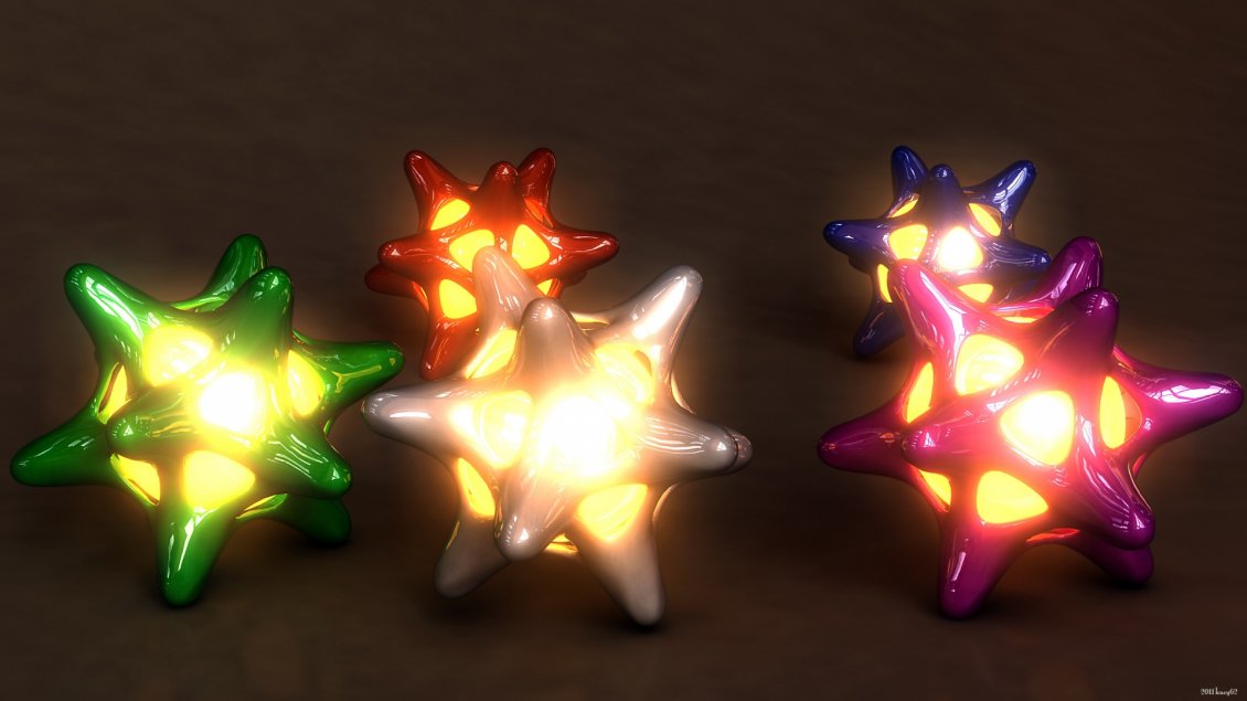 Download Wallpaper 3D light star in different colors