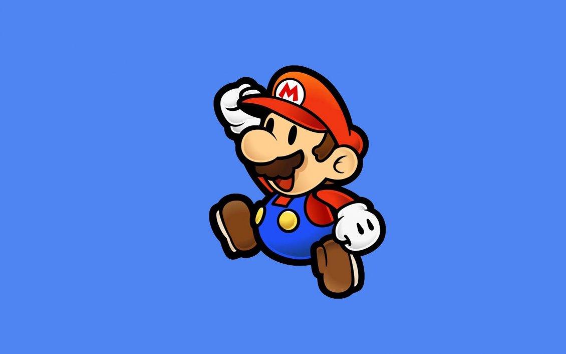 Download Wallpaper Mario on the blue background - game character