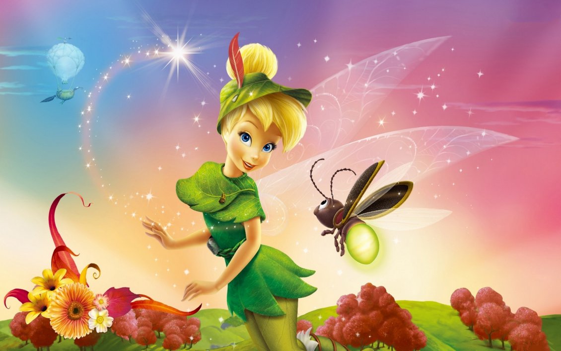 Download Wallpaper Tinkerbell and a bee - Disney Princess