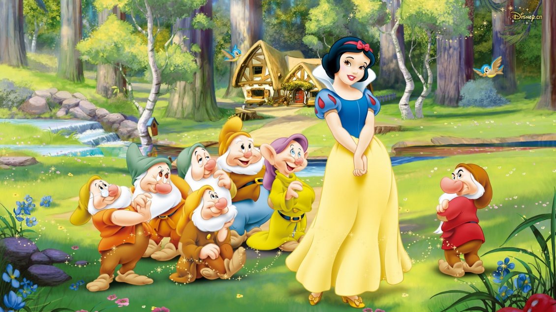 Download Wallpaper Snow White and the seven dwarfs - 3D wallpaper
