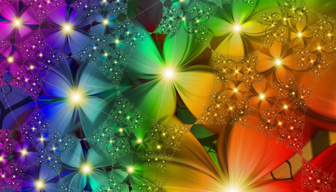 Download Wallpaper Abstract colorful flowers with lights