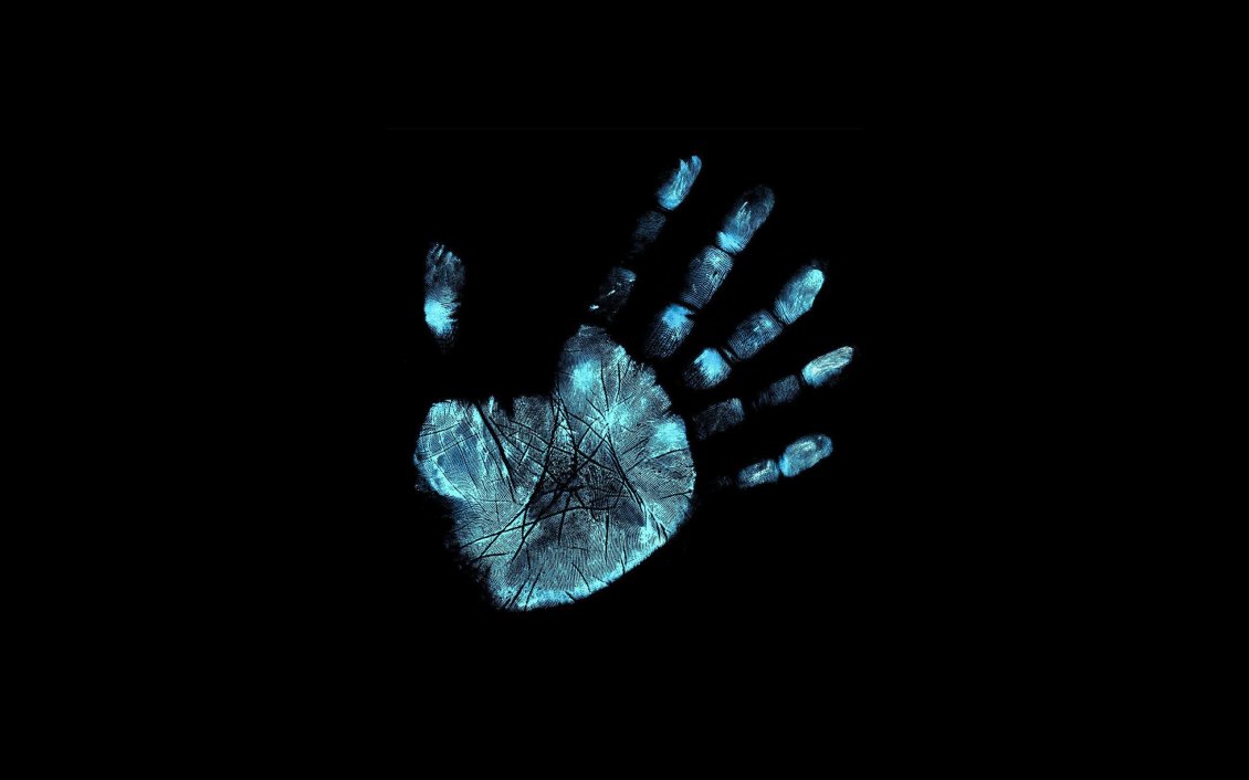 Download Wallpaper Blue footprint of hand on black background
