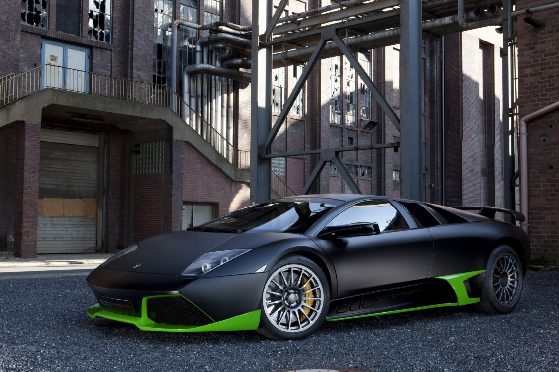 Download Wallpaper Lamborghini Murcielago tuning - Black and green car
