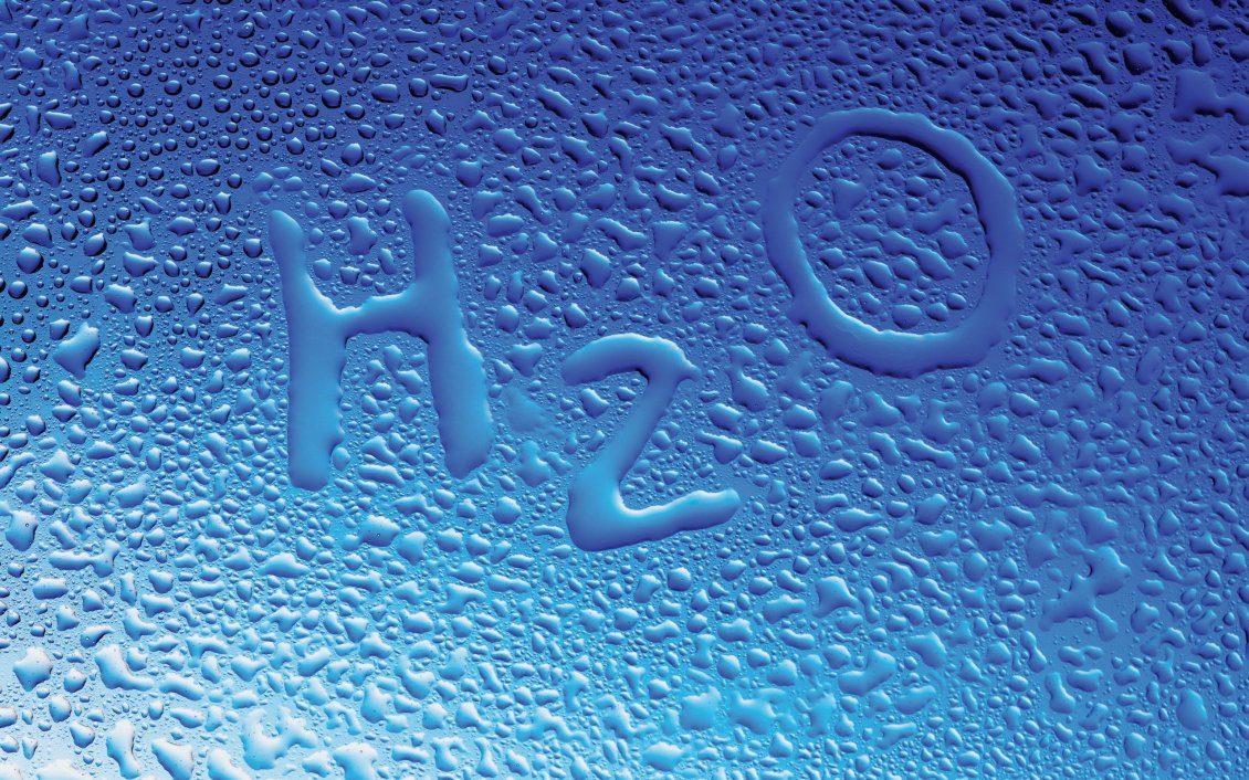 Download Wallpaper Water drops and chemical symbol for water