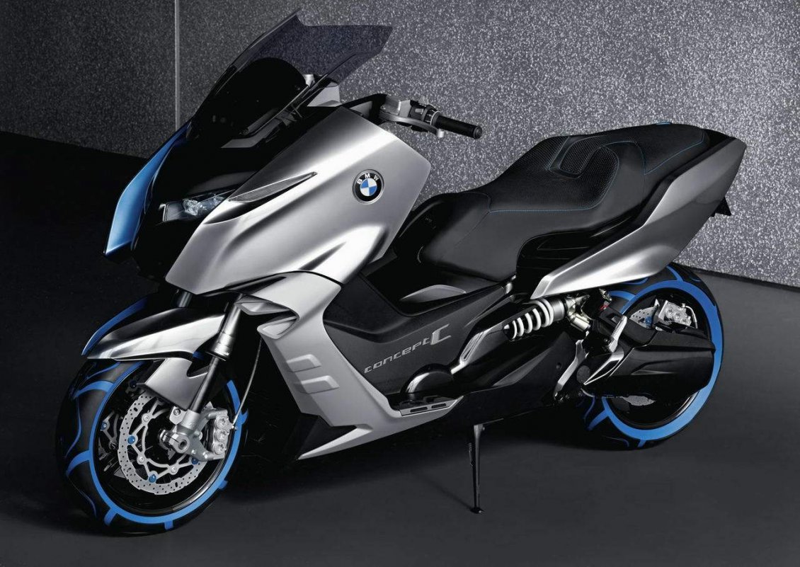 Download Wallpaper BMW Concept C - Black Scooter with blue lights