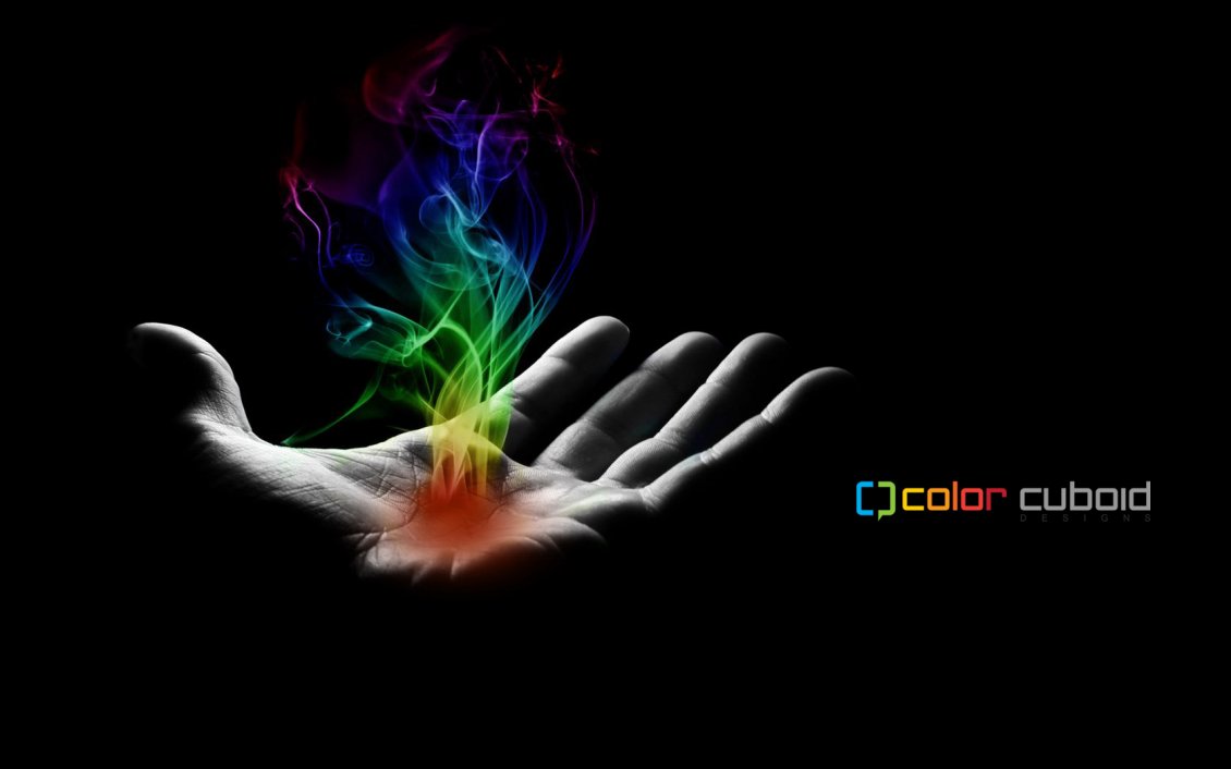 Download Wallpaper Smoke in many colors on a hand