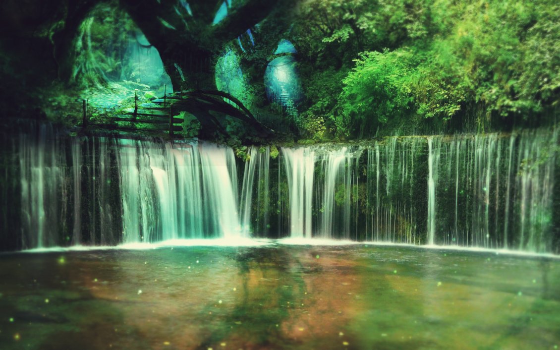 Download Wallpaper A largest waterfall in the forest - Fantasy place