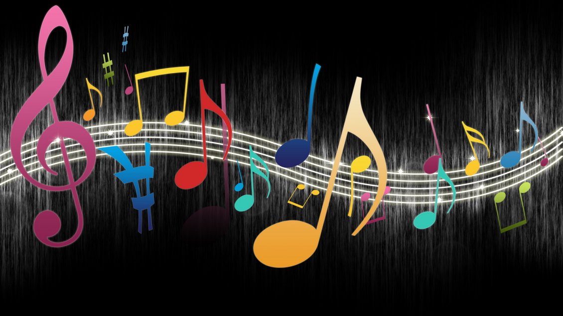 Download Wallpaper Colorful sol keys and musical notes