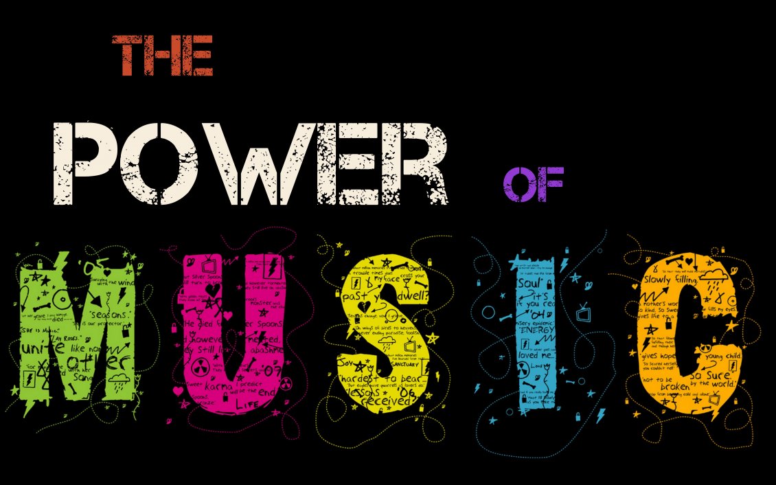 Download Wallpaper The power of music on a black background