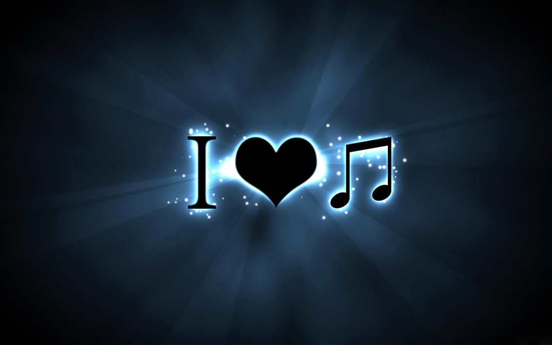 Download Wallpaper I love music - Lighted message on blue background