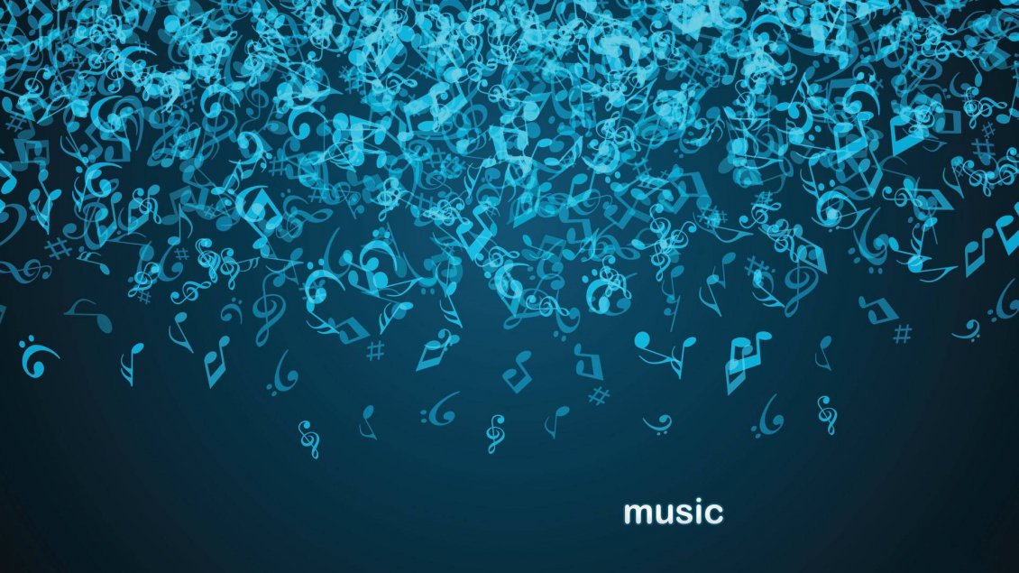 Download Wallpaper Blue notes and sol keys flies in the air - Music wallpaper