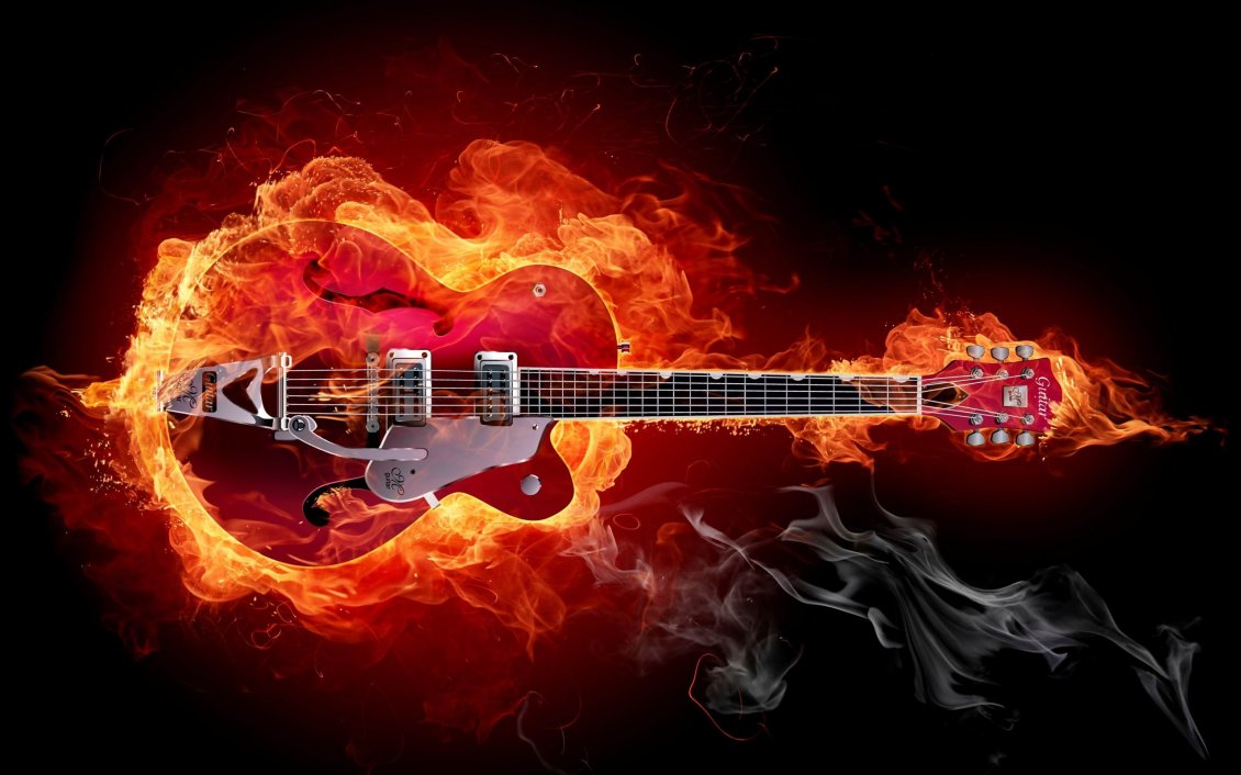 Download Wallpaper A guitar in flames - Rock music guitar