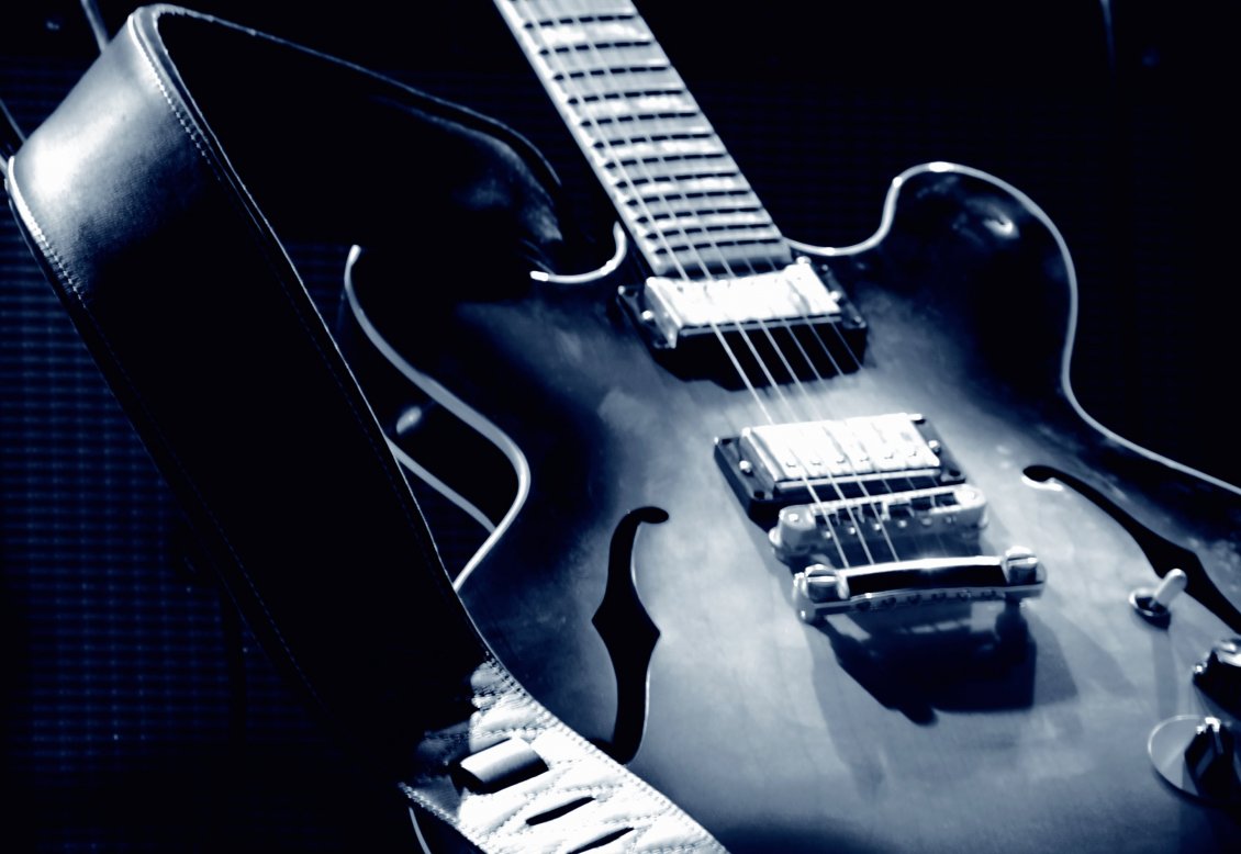 Download Wallpaper A blue and white guitar - Music tool