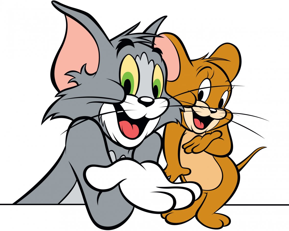 Download Wallpaper Tom and Jerry with smile on face - Happy moment