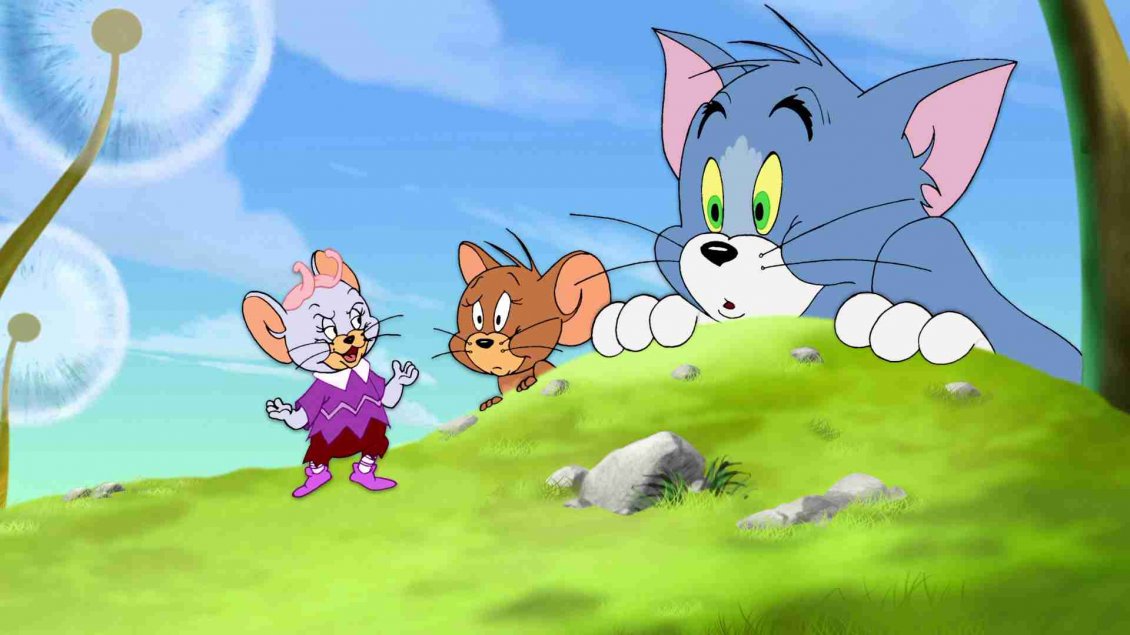 Download Wallpaper Scared tom and jerry of an another mouse