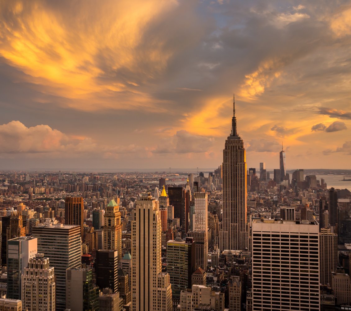 Download Wallpaper Sunset over the Manhattan, New York