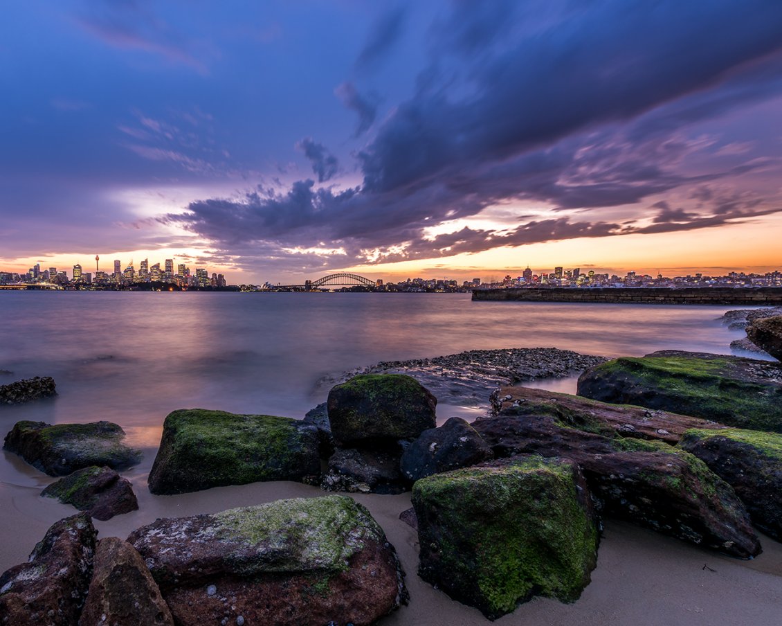 Download Wallpaper Sydney Skyline, Australia - Colorful stones on the beach