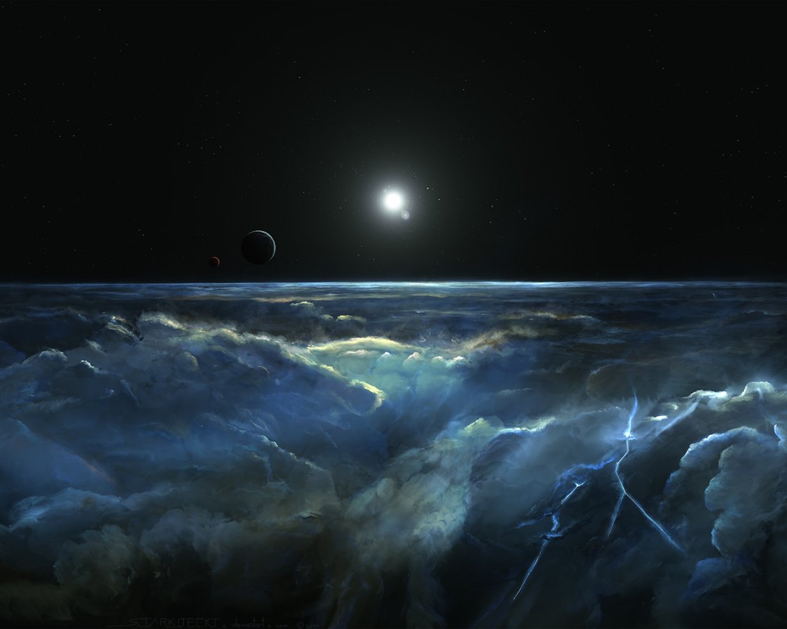 Download Wallpaper Stormy Atmosphere - Moon and planets