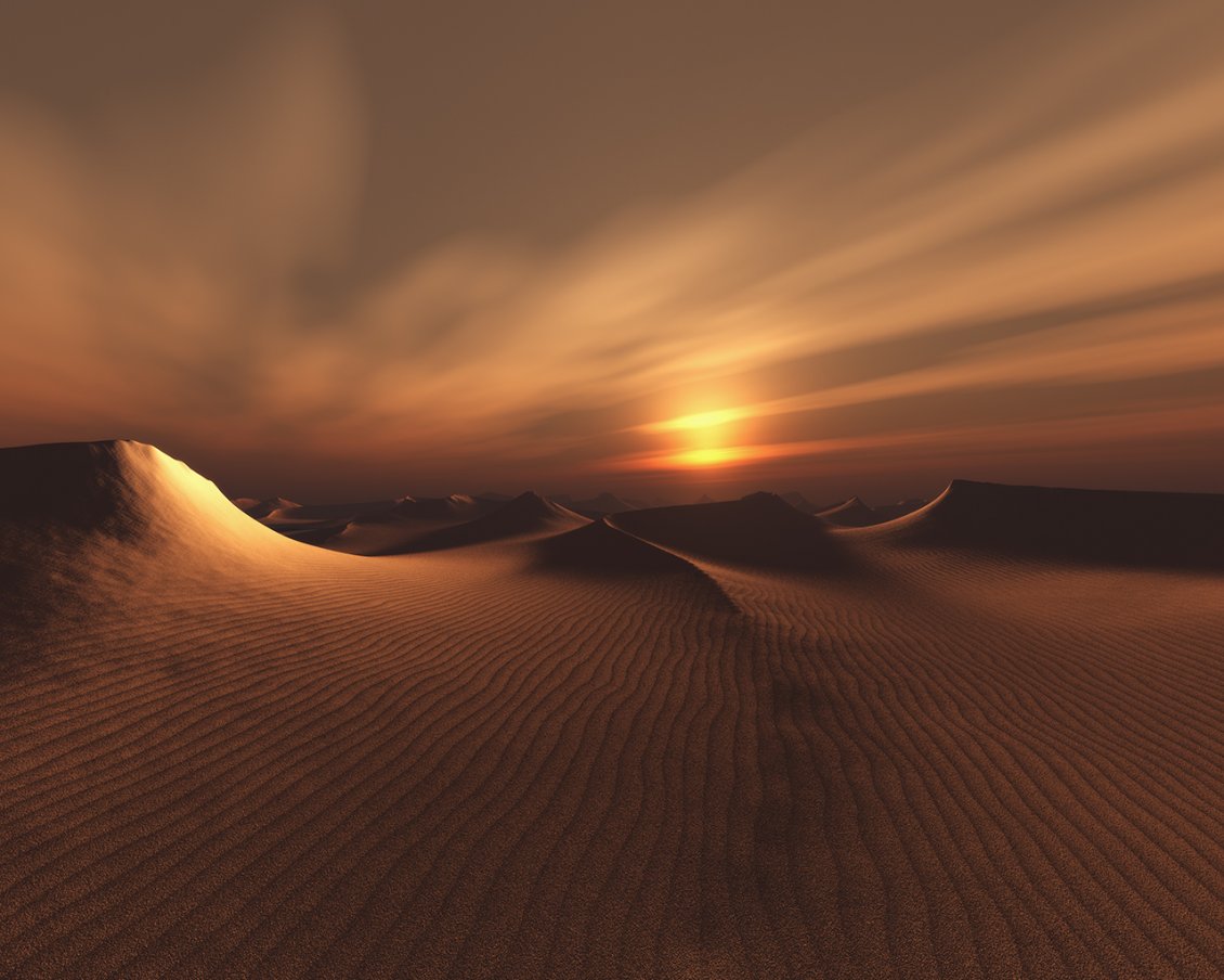 Download Wallpaper Sunset over the desert - Dark sky wallpaper