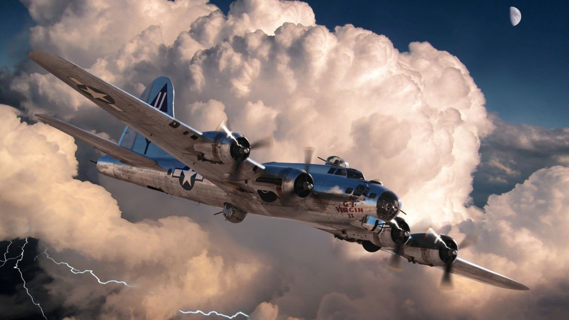 Download Wallpaper 48 Boeing B-17 Plane Flying in the white clouds