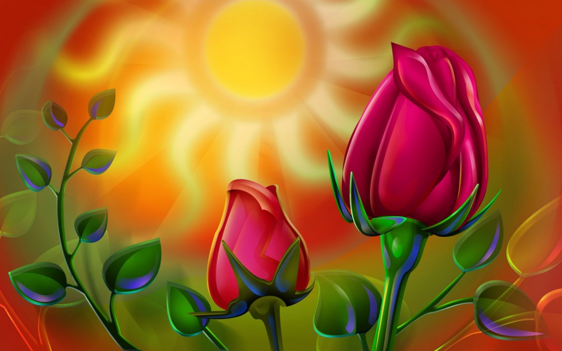 Download Wallpaper Red rose in the sunlight - Art design wallpaper