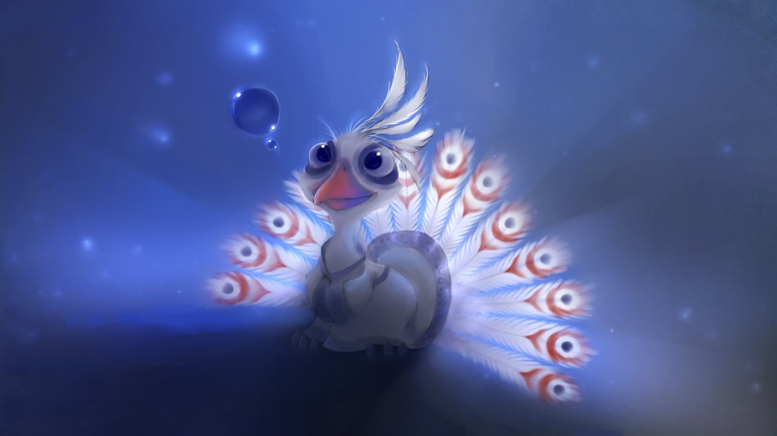 Download Wallpaper White Peacock Painting - Lord Shen Peacock