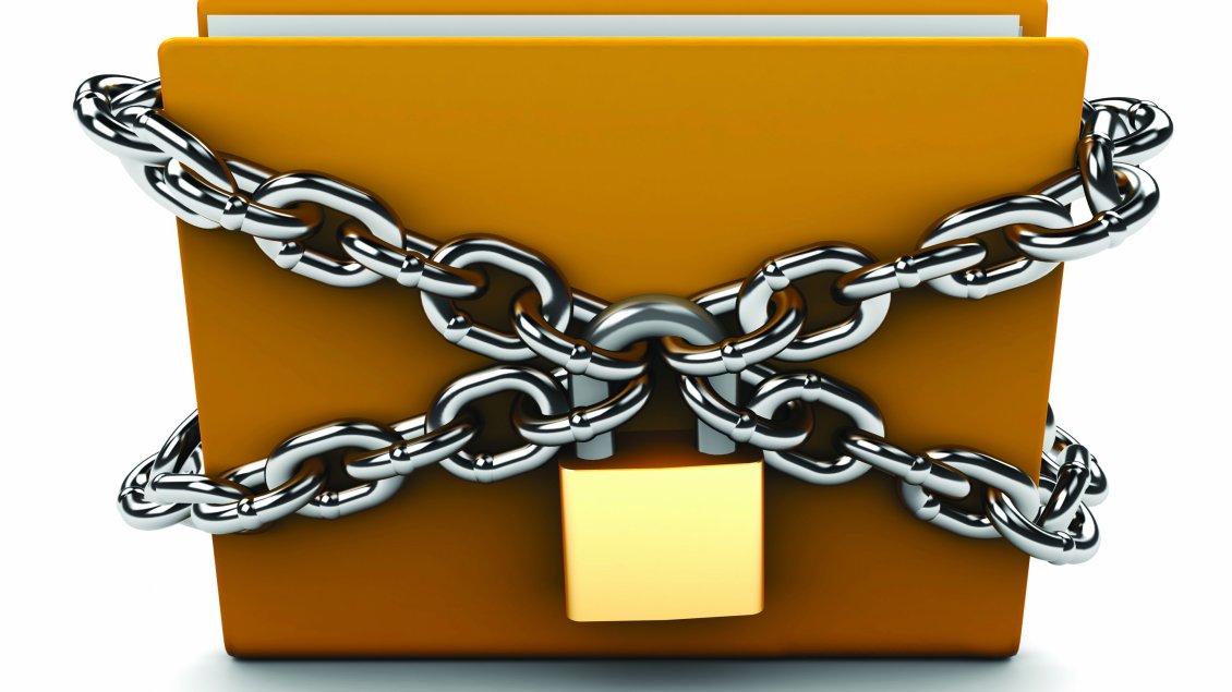 Download Wallpaper A yellow folder tied with chain and padlock