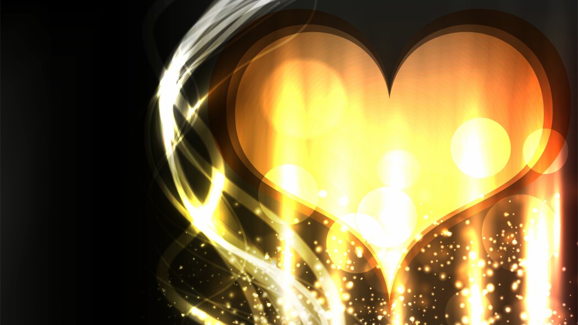 Download Wallpaper A golden heart with many lights around