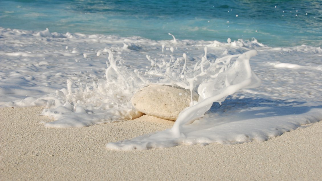 Download Wallpaper A big white stone in the sand of the beach