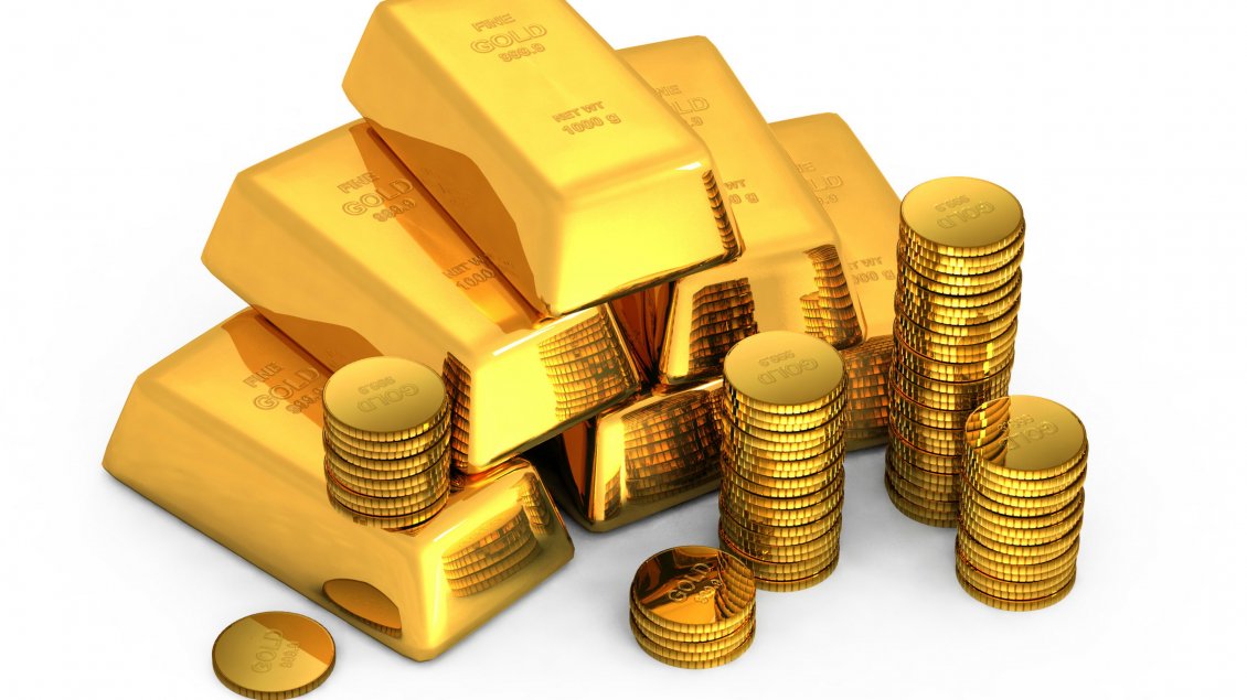 Download Wallpaper Gold ingots and gold coins