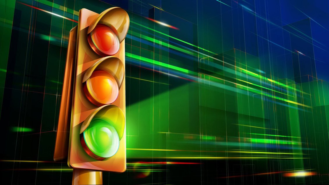 Download Wallpaper Green color on the 3D traffic light