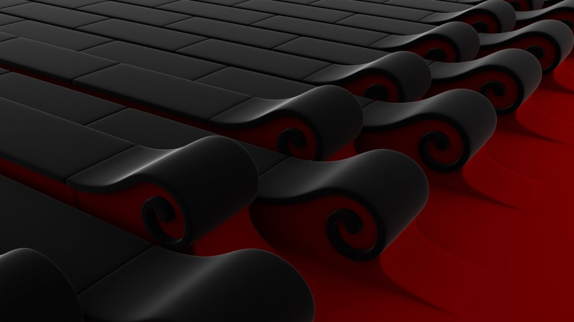 Download Wallpaper Abstract 3D black and red waves