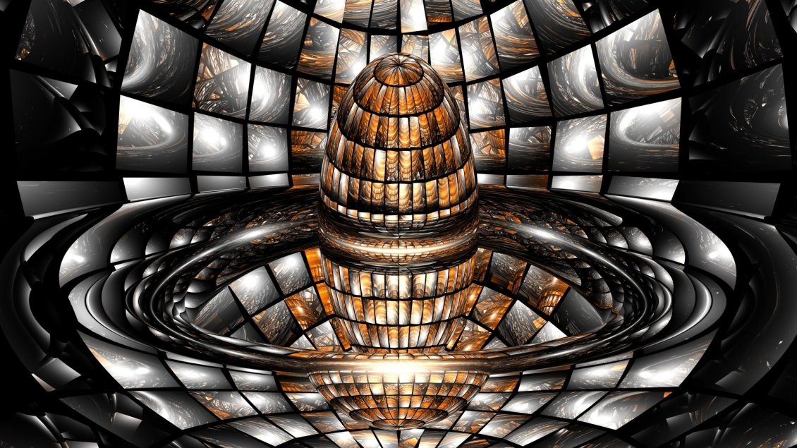 Download Wallpaper Abstract 3D temple made of glass