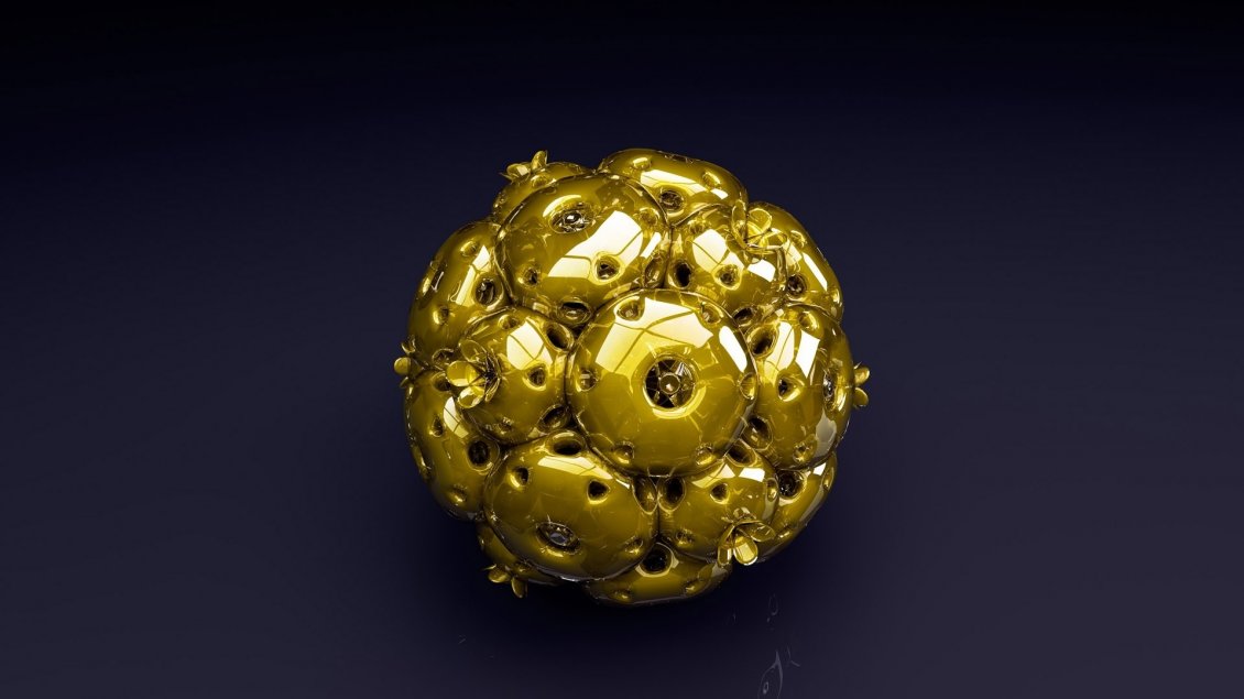 Download Wallpaper Abstract 3D golden ball with flowers