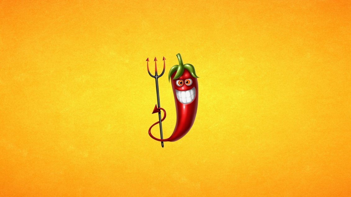 Download Wallpaper Little devil red hot pepper with fork - HD wallpaper
