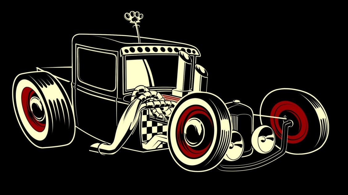 Download Wallpaper Drawing with a black vintage car - HD car wallpaper