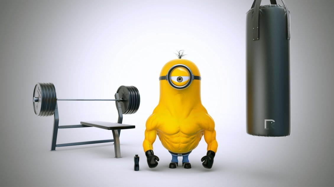 Download Wallpaper A yellow minion bodybuilder at gym