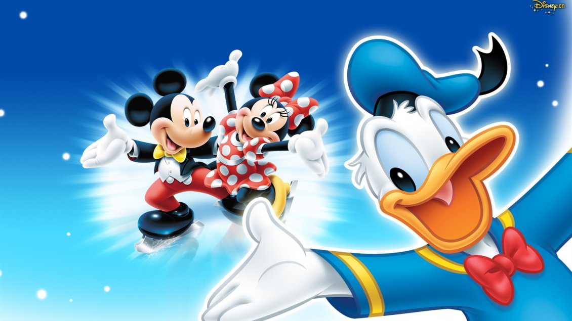 Download Wallpaper Donald Duck and Mickey with Minnie Mouse