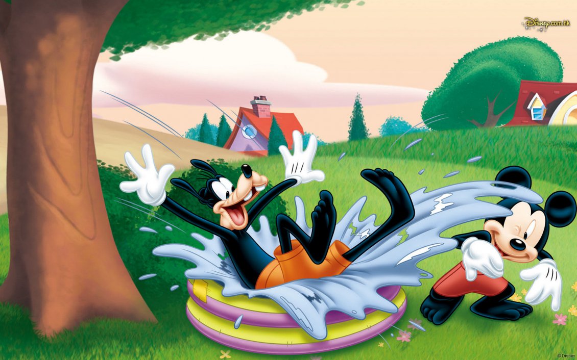 Download Wallpaper Goofy fell from the tree in the swimming pool