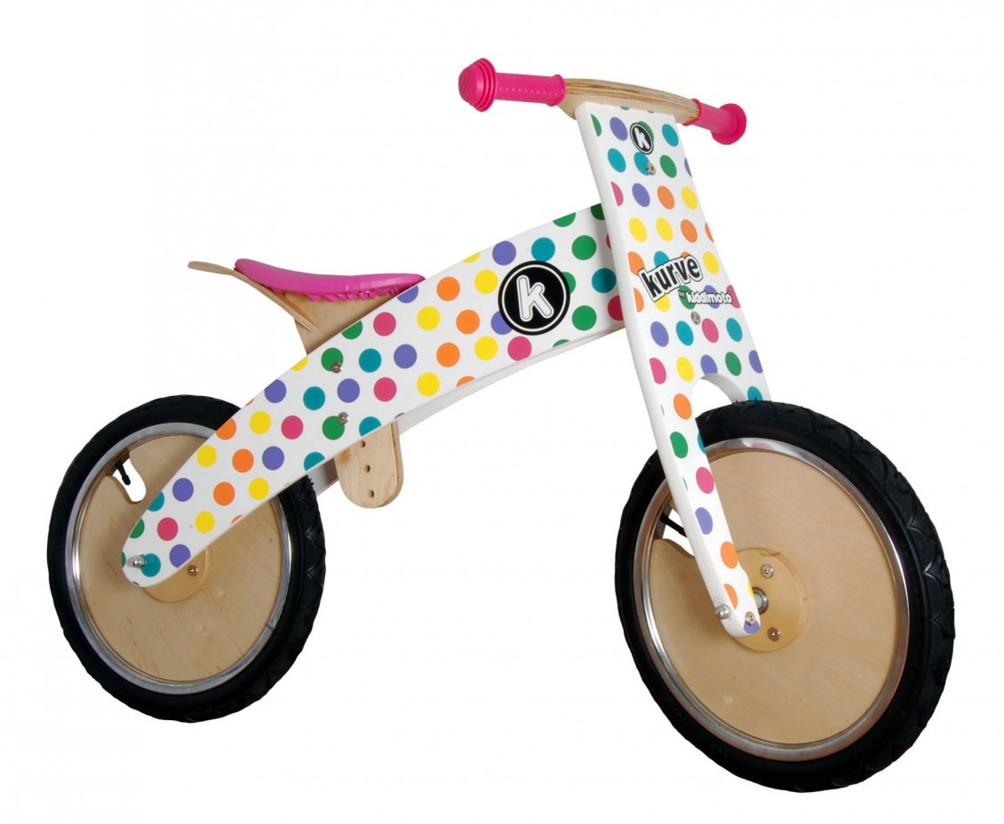 Download Wallpaper Kids balance bike with colorful dots and pink chair