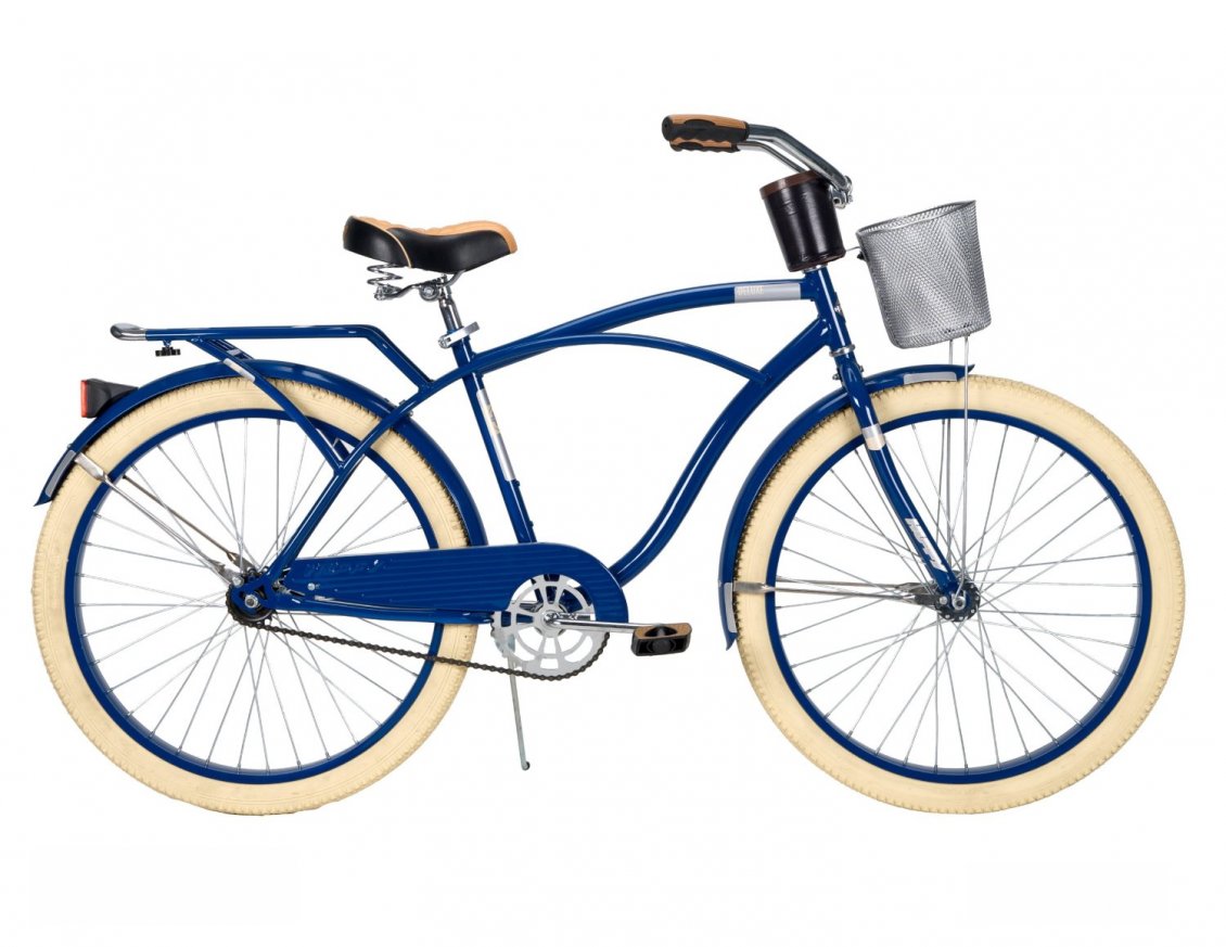 Download Wallpaper Blue Deluxe Cruiser Bike with trunk and basket