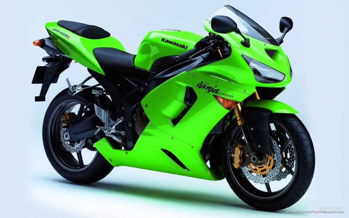 Motorcycle Kawasaki Ninja in bright green and
