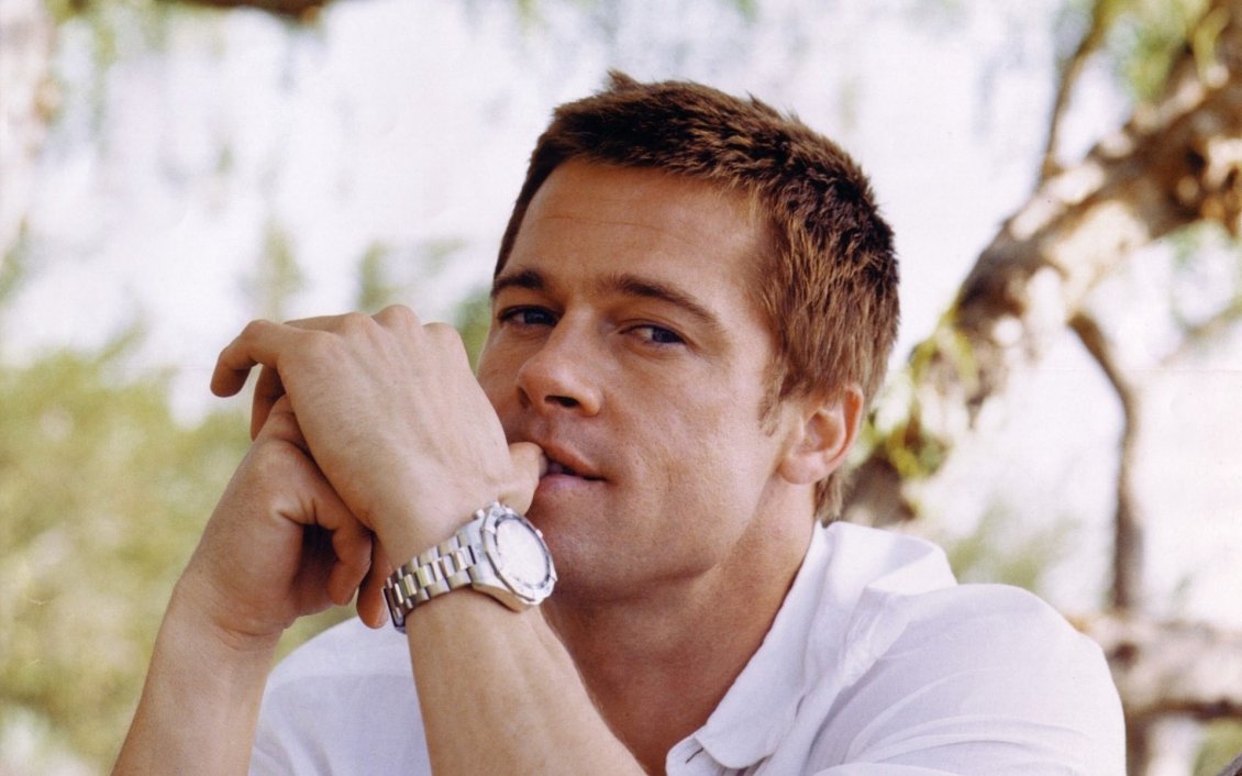 Download Wallpaper Brad Pitt with white shirt - Celebrity wallpaper