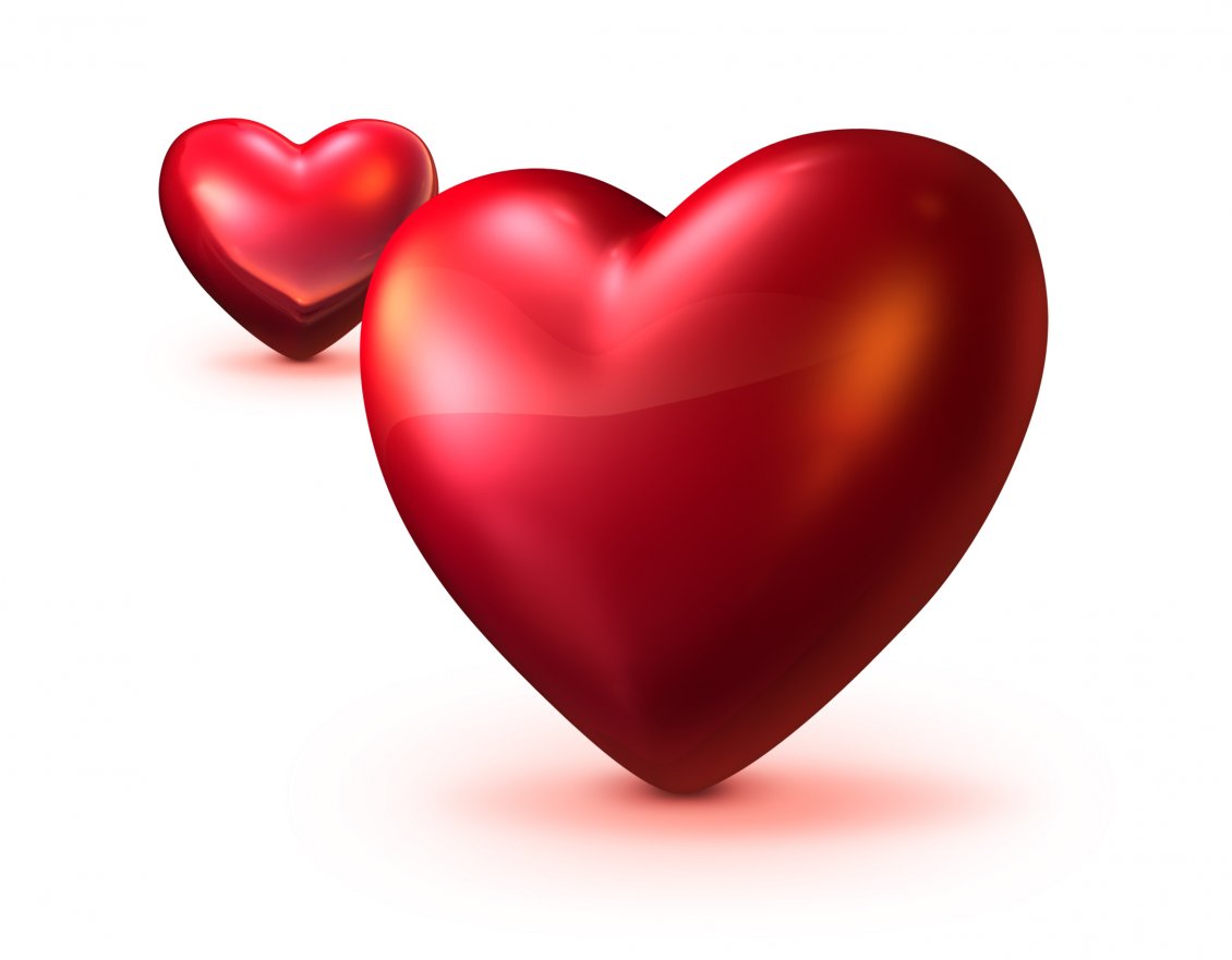 Download Wallpaper Two red hearts 3D - HD love wallpaper