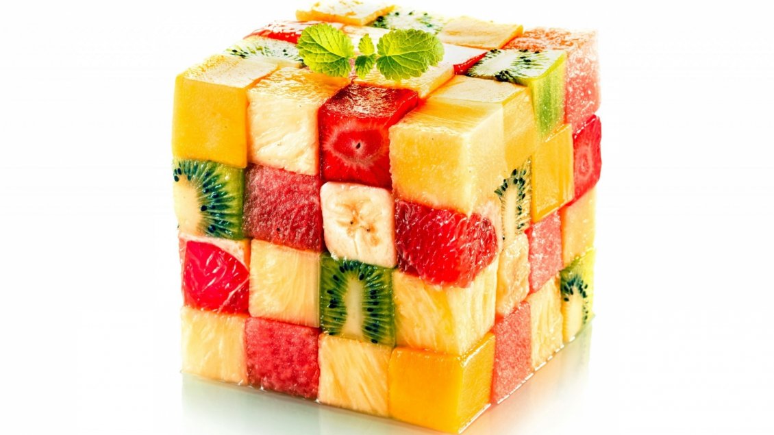Download Wallpaper A big cube made of many small cubes - Fruits salad cube