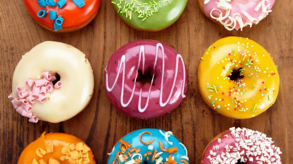Download Wallpaper Colorful glazed donuts - It's time for sweets